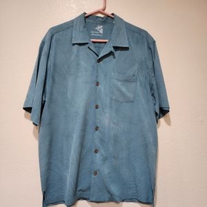 Tommy Bahama 100% Washable Silk Button Down Palm Leaf Print Men's Shirt size Med